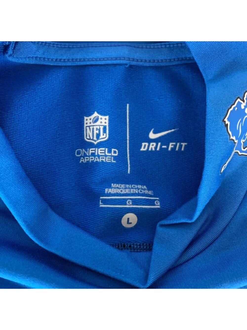 Detroit Lions Blue Nike Dri Fit On Field Long Sleeve Compression Shirt Mens Larg